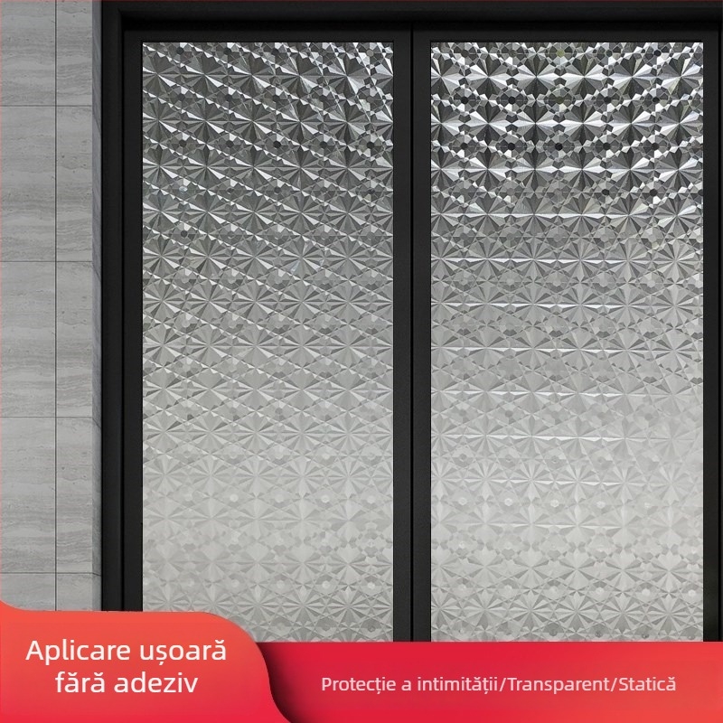 Film de sticlă pentru baie – confidențialitate, mat, model geometric, bucată unică (pentru baie)