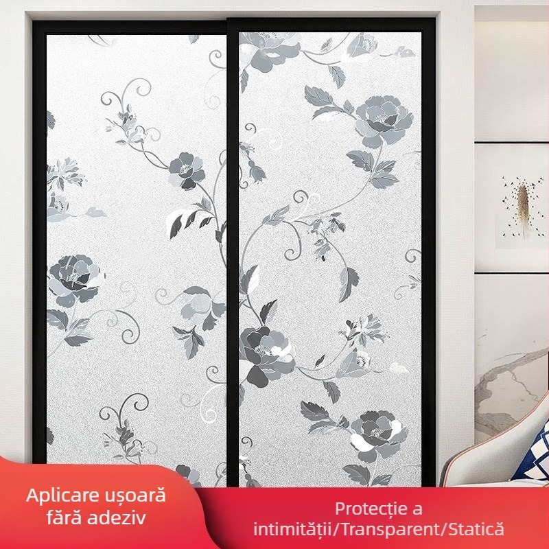 Film de sticlă pentru baie – confidențialitate, mat, model geometric, bucată unică (pentru baie)