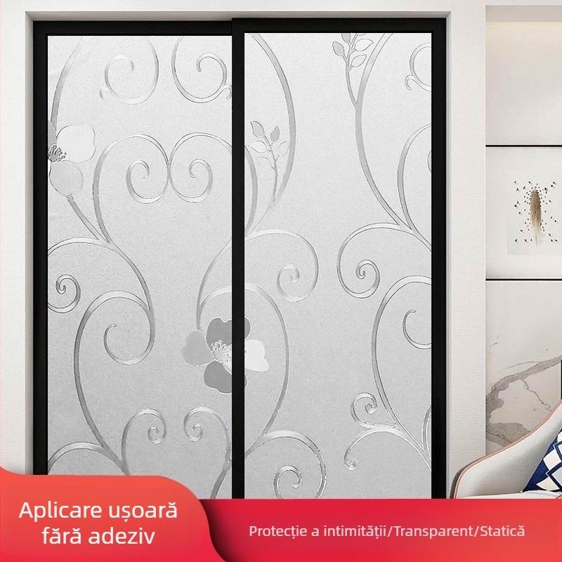 Film de sticlă pentru baie – confidențialitate, mat, model geometric, bucată unică (pentru baie)