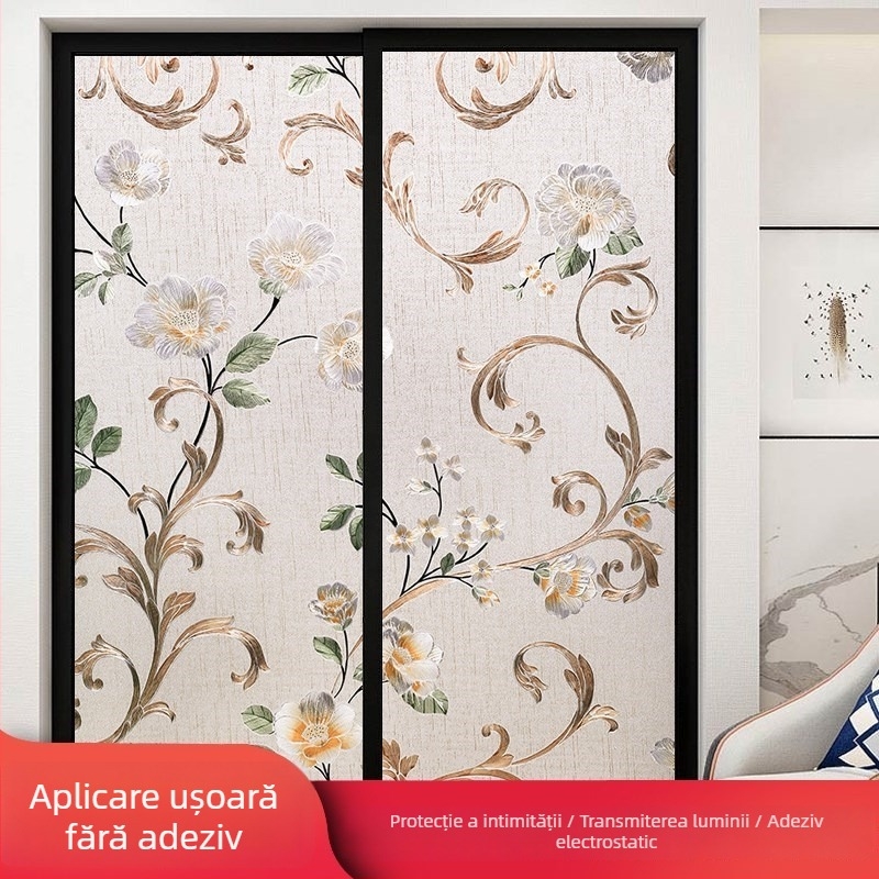 Film de sticlă pentru baie – confidențialitate, mat, model geometric, bucată unică (pentru baie)