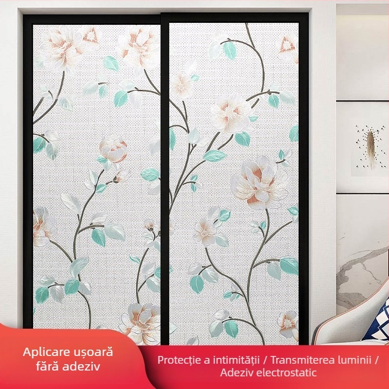 Film de sticlă pentru baie – confidențialitate, mat, model geometric, bucată unică (pentru baie)