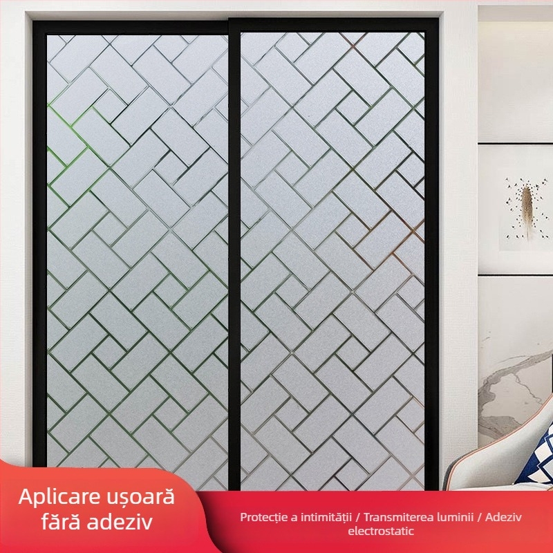 Film de sticlă pentru baie – confidențialitate, mat, model geometric, bucată unică (pentru baie)