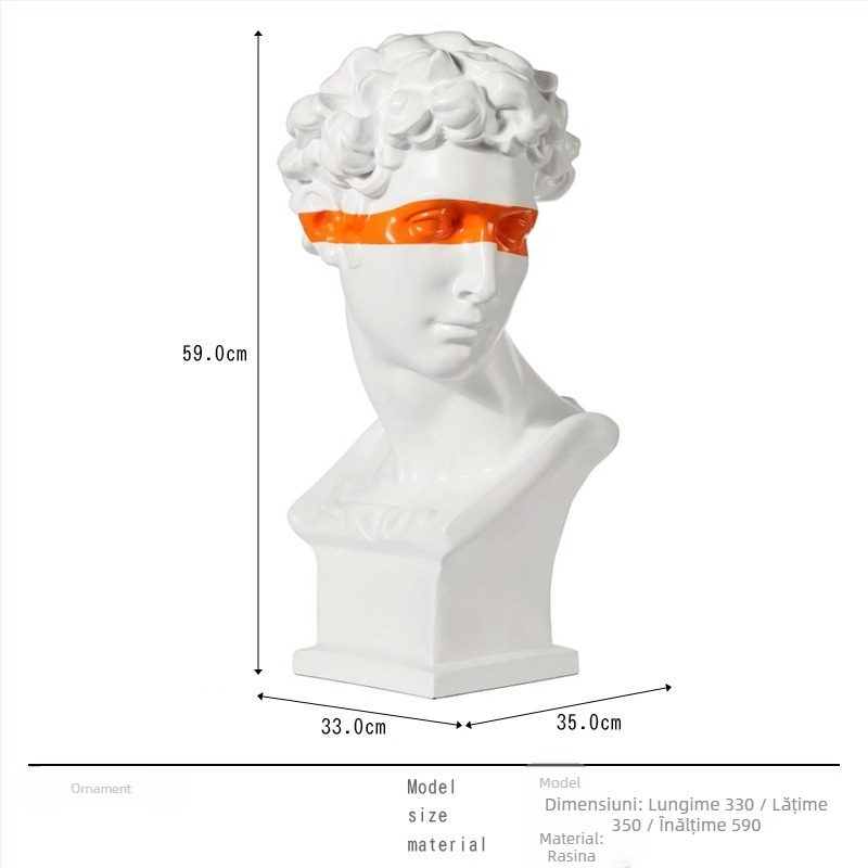 Cap de David - sculptură, design Nordic, statuetă de birou pentru living - Brand: Top ten home furnishings; Material: Rășină; Procesare și personalizare: Nu; Meșteșug: Altul