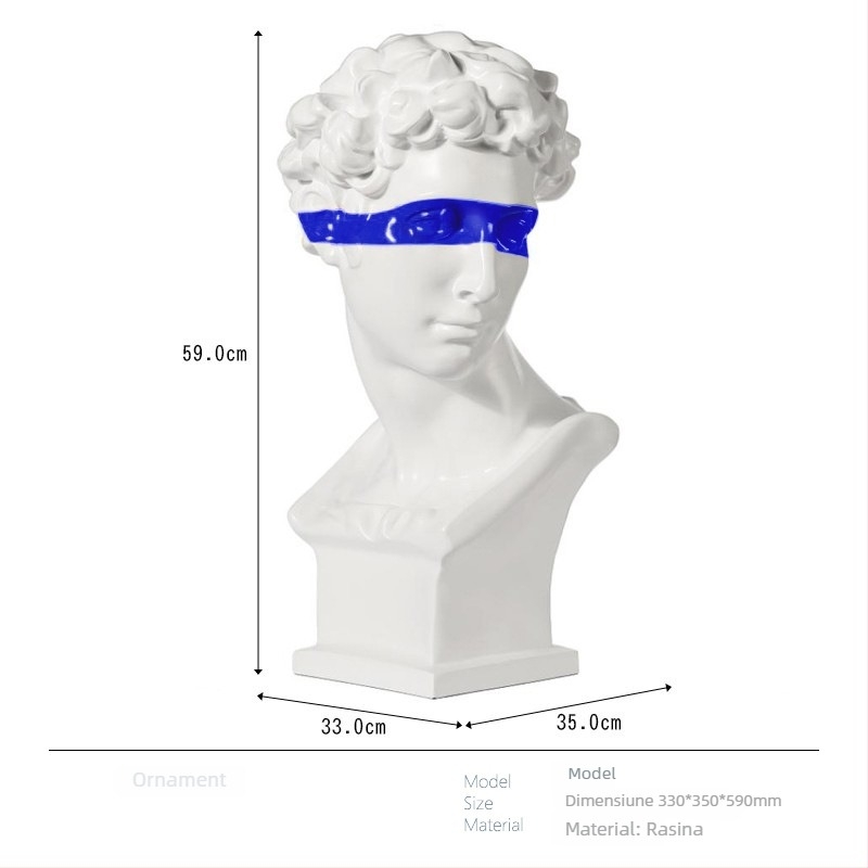 Cap de David - sculptură, design Nordic, statuetă de birou pentru living - Brand: Top ten home furnishings; Material: Rășină; Procesare și personalizare: Nu; Meșteșug: Altul