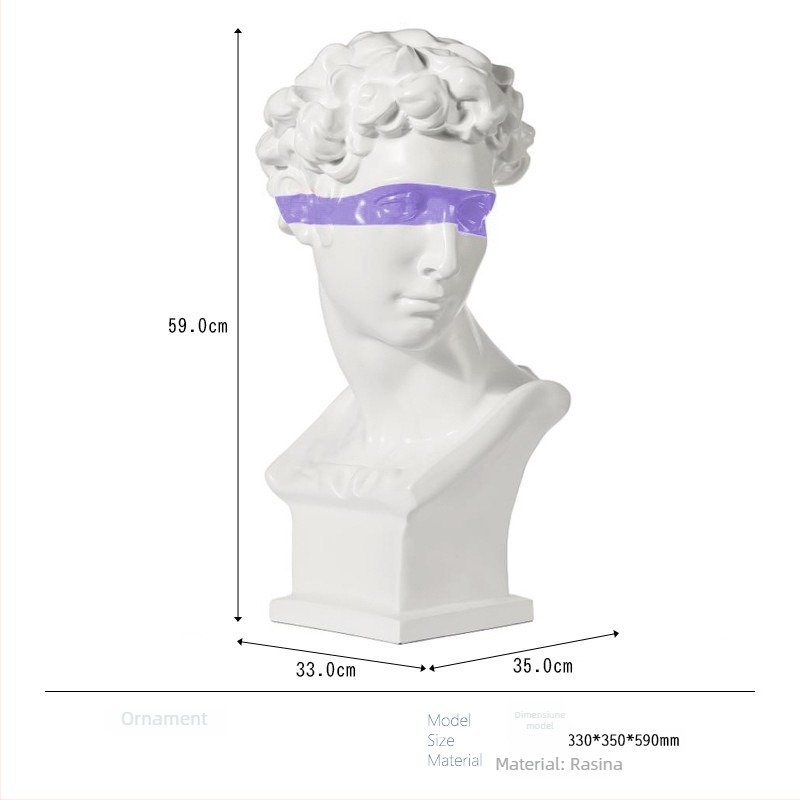 Cap de David - sculptură, design Nordic, statuetă de birou pentru living - Brand: Top ten home furnishings; Material: Rășină; Procesare și personalizare: Nu; Meșteșug: Altul