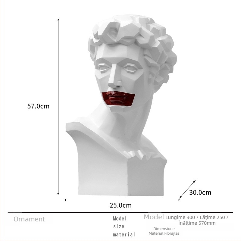 Cap de David - sculptură, design Nordic, statuetă de birou pentru living - Brand: Top ten home furnishings; Material: Rășină; Procesare și personalizare: Nu; Meșteșug: Altul