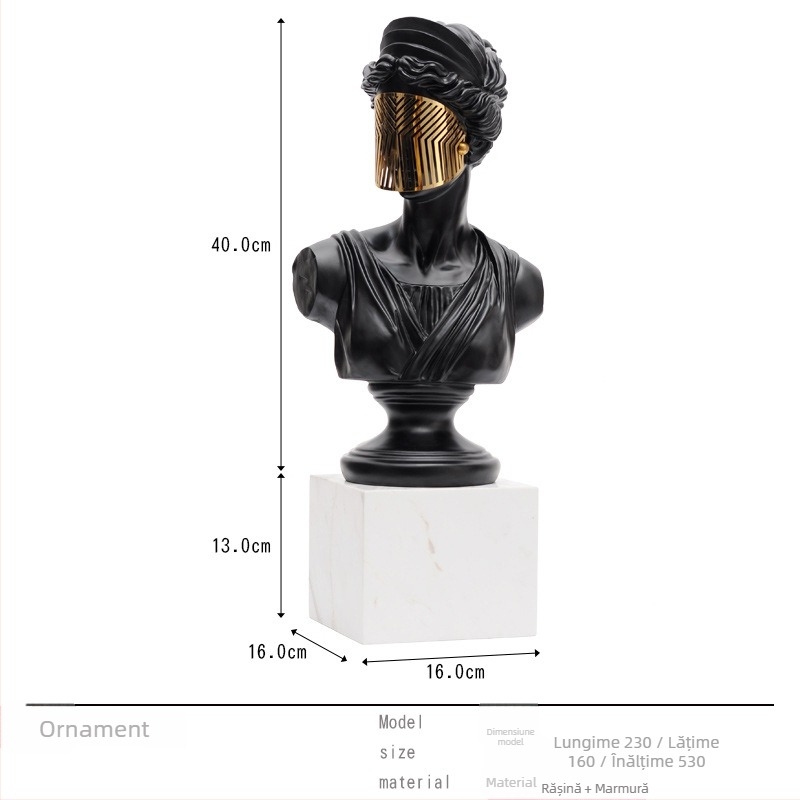 Cap de David - sculptură, design Nordic, statuetă de birou pentru living - Brand: Top ten home furnishings; Material: Rășină; Procesare și personalizare: Nu; Meșteșug: Altul