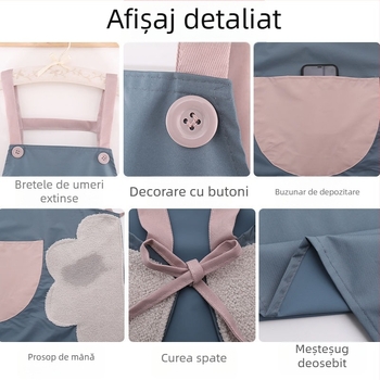 Șorț de bucătărie cu mâneci, impermeabil, PVC, imprimeu desene animate