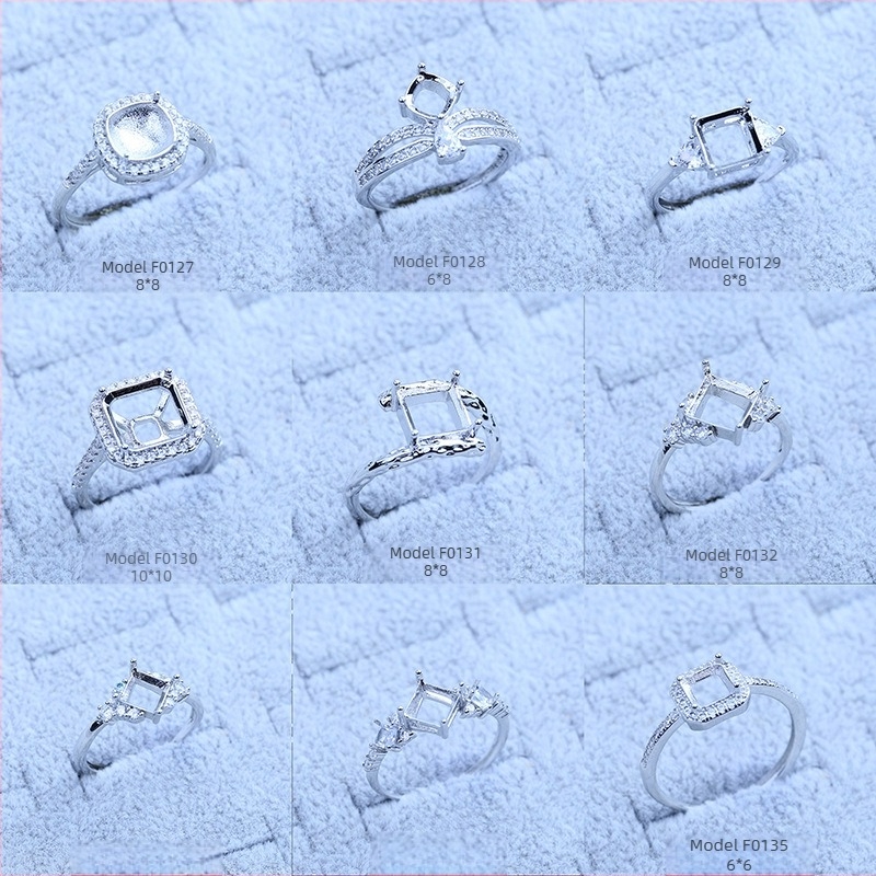 Suport pentru inel placat cu argint S925, cu design de fulg de zăpadă, cu Moissanite și zirconiu, afișaj geometric din cupru, placare electrolitică