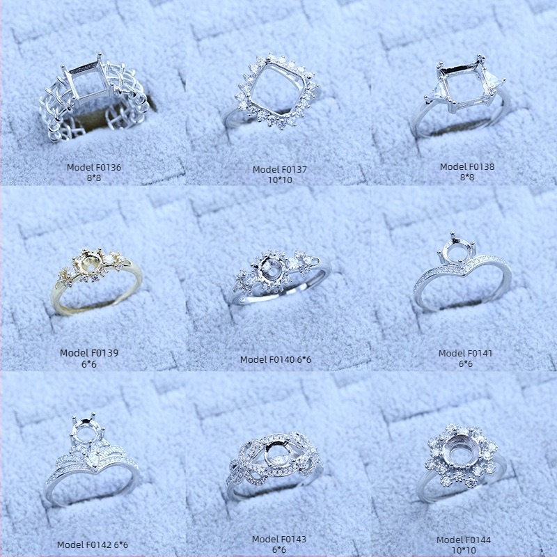 Suport pentru inel placat cu argint S925, cu design de fulg de zăpadă, cu Moissanite și zirconiu, afișaj geometric din cupru, placare electrolitică