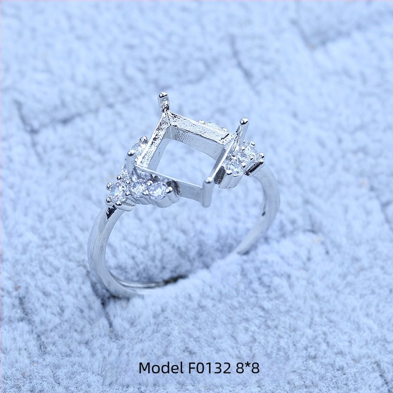 Suport pentru inel placat cu argint S925, cu design de fulg de zăpadă, cu Moissanite și zirconiu, afișaj geometric din cupru, placare electrolitică