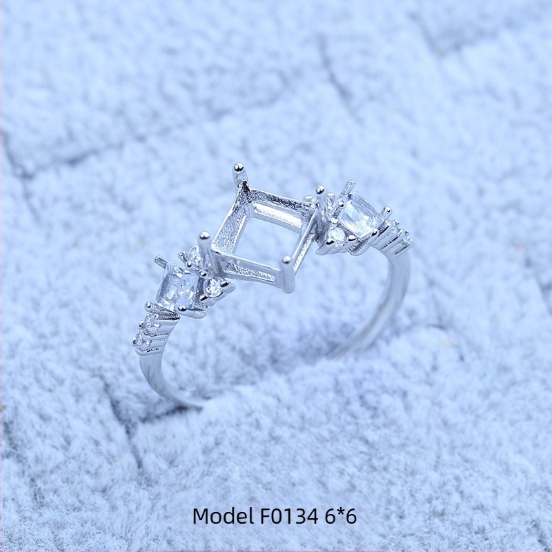 Suport pentru inel placat cu argint S925, cu design de fulg de zăpadă, cu Moissanite și zirconiu, afișaj geometric din cupru, placare electrolitică