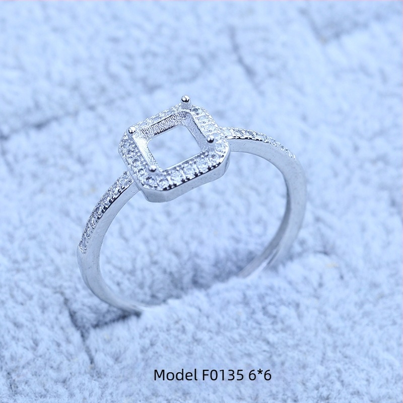 Suport pentru inel placat cu argint S925, cu design de fulg de zăpadă, cu Moissanite și zirconiu, afișaj geometric din cupru, placare electrolitică