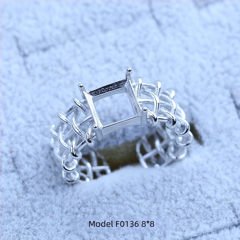 Suport pentru inel placat cu argint S925, cu design de fulg de zăpadă, cu Moissanite și zirconiu, afișaj geometric din cupru, placare electrolitică