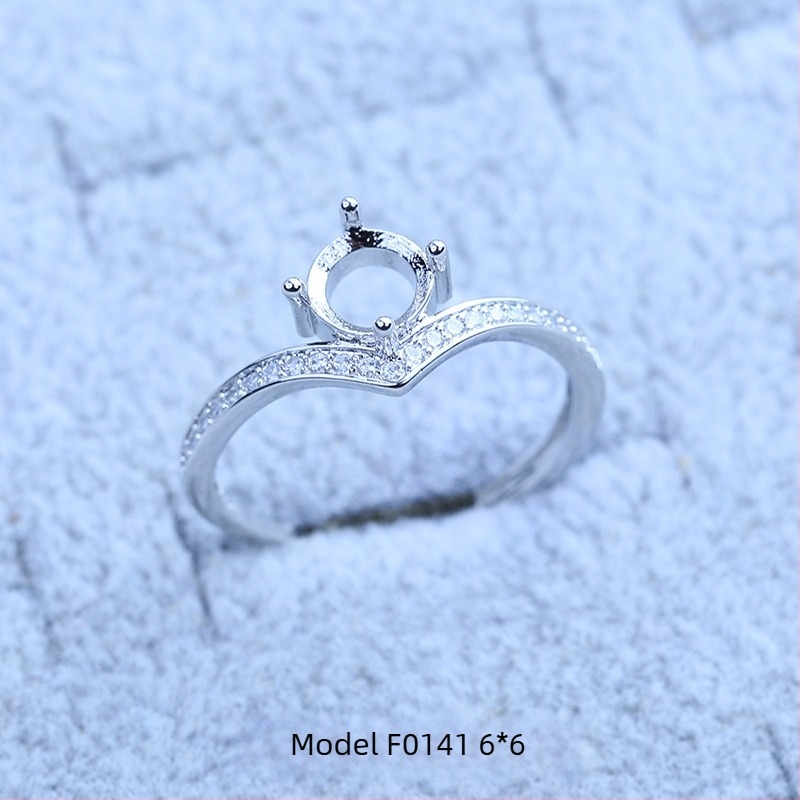 Suport pentru inel placat cu argint S925, cu design de fulg de zăpadă, cu Moissanite și zirconiu, afișaj geometric din cupru, placare electrolitică