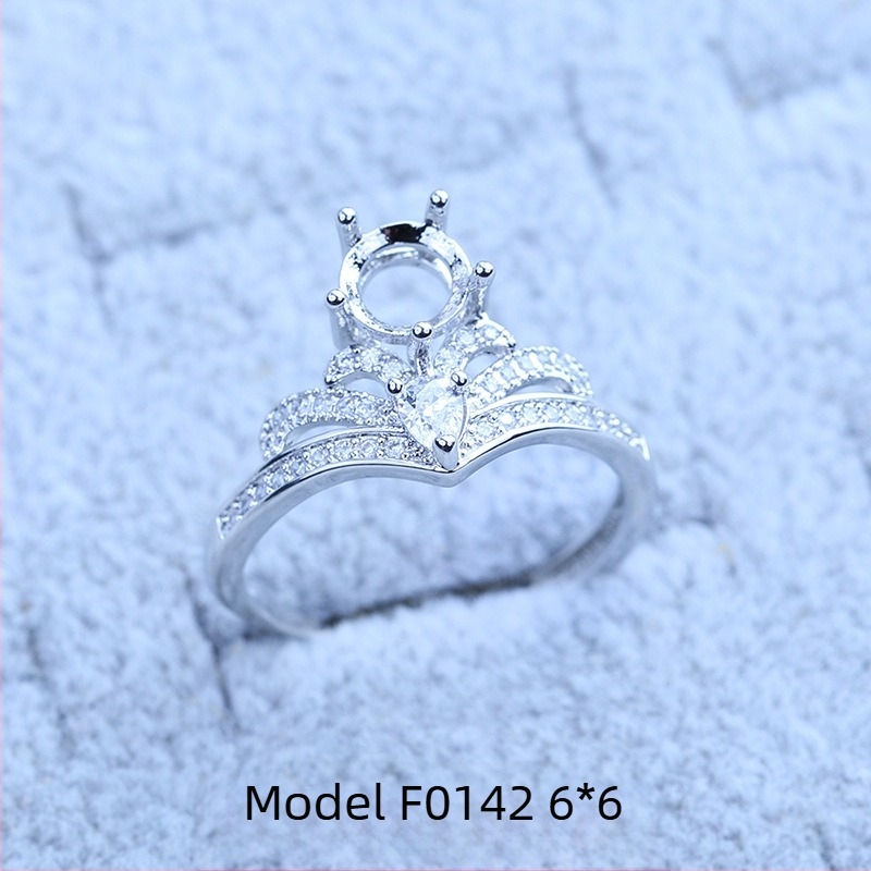 Suport pentru inel placat cu argint S925, cu design de fulg de zăpadă, cu Moissanite și zirconiu, afișaj geometric din cupru, placare electrolitică