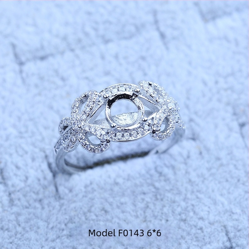 Suport pentru inel placat cu argint S925, cu design de fulg de zăpadă, cu Moissanite și zirconiu, afișaj geometric din cupru, placare electrolitică