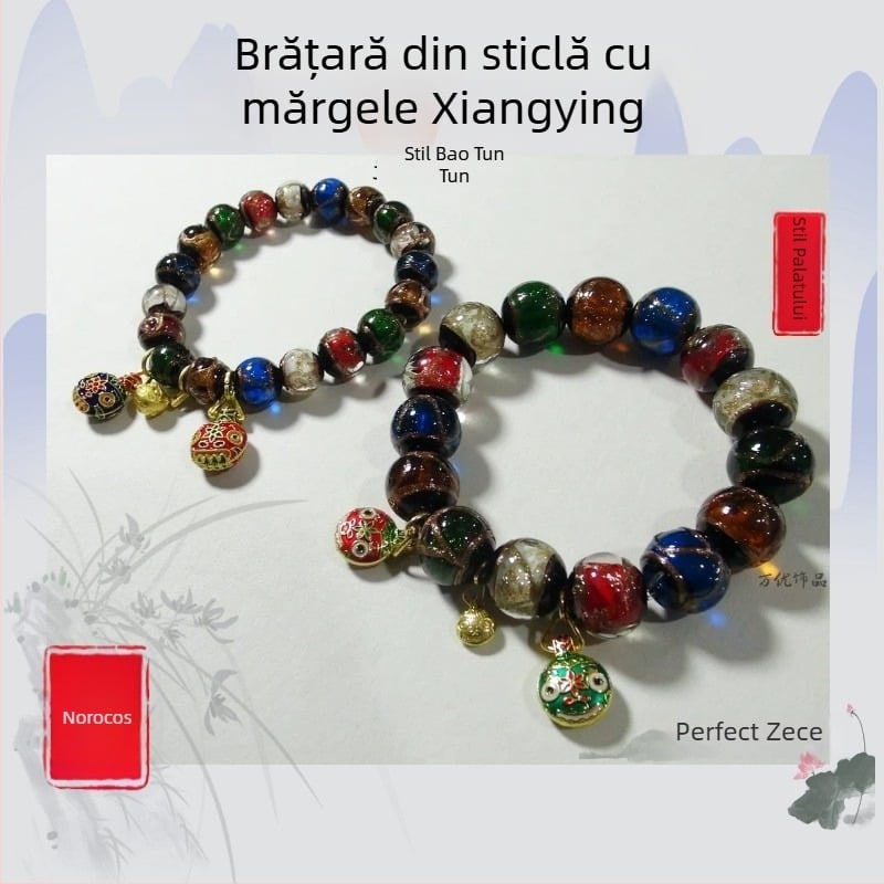 Set de brăţări din sticlă cu stil etnic, lucrat manual, 14 bucăți, accesorii unisex