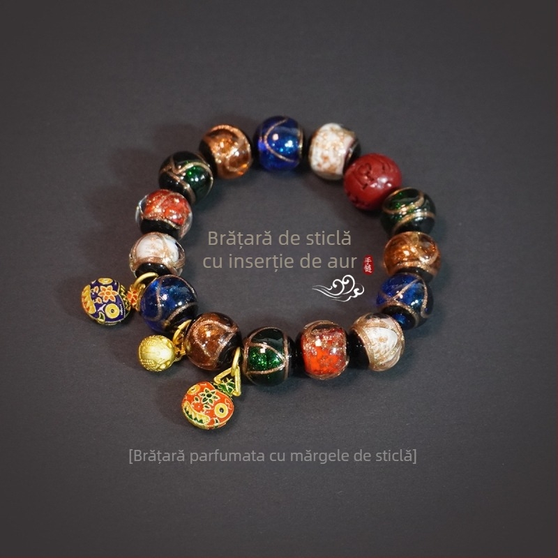 Set de brăţări din sticlă cu stil etnic, lucrat manual, 14 bucăți, accesorii unisex