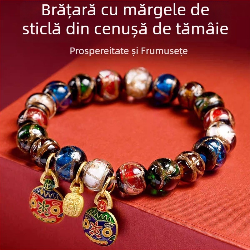 Brățară geometrică din sticlă, handmade, stil etnic unisex, set de 18 bucăți