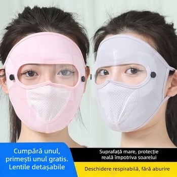 Masca de față Feixian pentru protecție solară, acoperire completă a feței, absorbantă la transpirație, material poliester, vară 2021