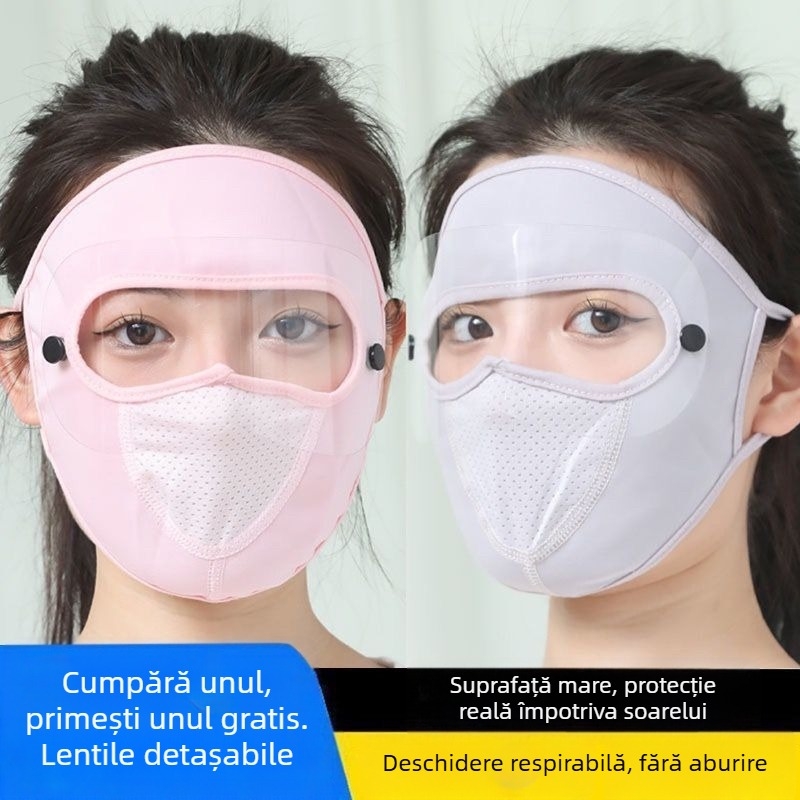 Masca de față Feixian pentru protecție solară, acoperire completă a feței, absorbantă la transpirație, material poliester, vară 2021