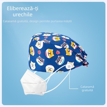 Șapcă chirurgicală cu imprimare digitală mată, cataramă, unisex, bumbac twill, model graffiti