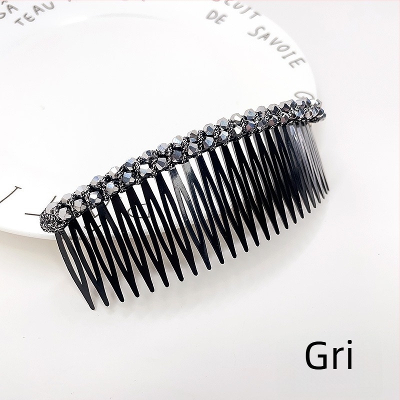 Clip de păr din cristal, cuarț roz, pentru cocuri, stil coreean, formă geometrică, finisaj împletit