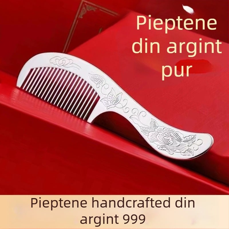 Pieptene pentru păr din argint S999, în formă de floare, lucrat manual, accesorii pentru păr