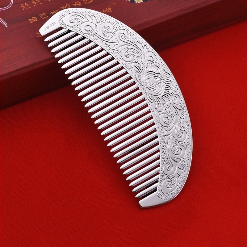 Pieptene pentru păr din argint S999, în formă de floare, lucrat manual, accesorii pentru păr