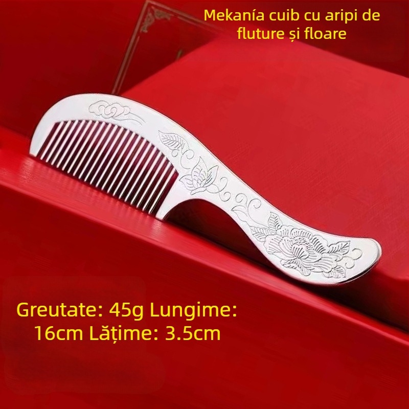 Pieptene pentru păr din argint S999, în formă de floare, lucrat manual, accesorii pentru păr
