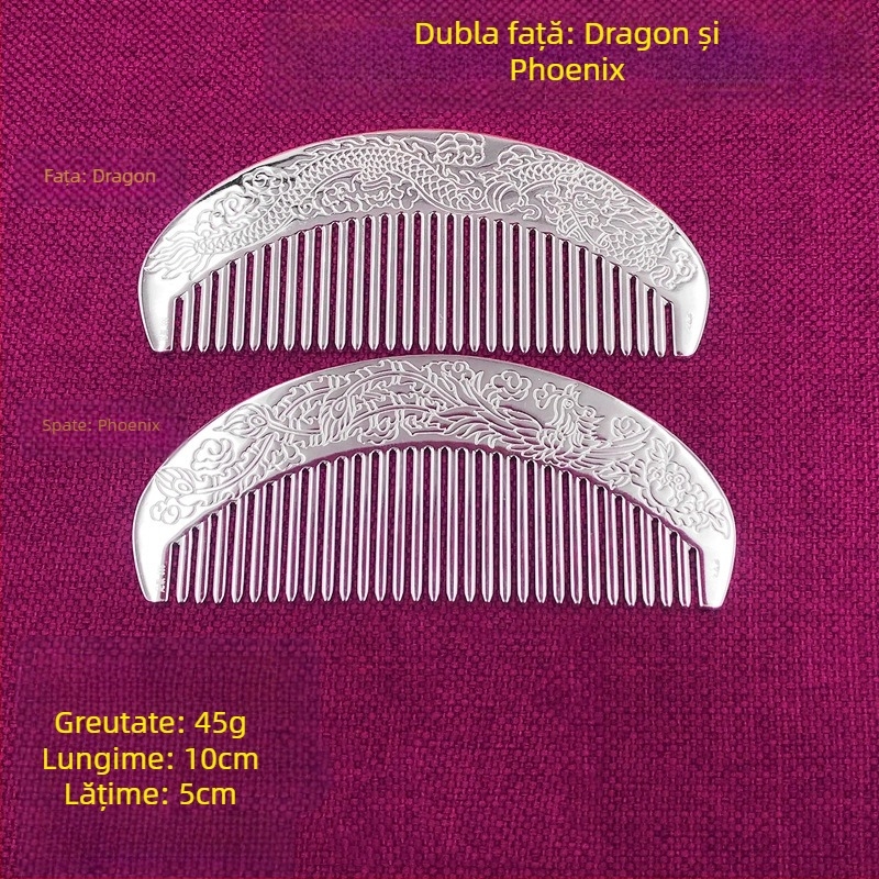 Pieptene pentru păr din argint S999, în formă de floare, lucrat manual, accesorii pentru păr