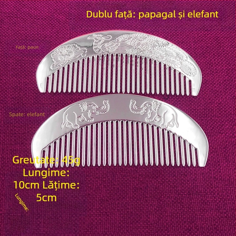 Pieptene pentru păr din argint S999, în formă de floare, lucrat manual, accesorii pentru păr