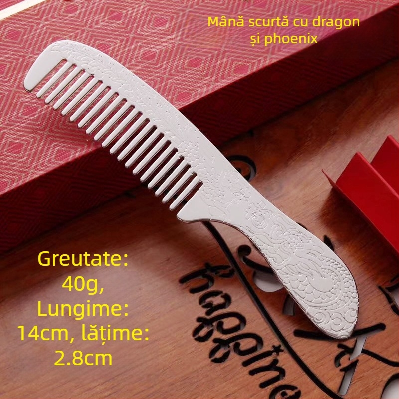 Pieptene pentru păr din argint S999, în formă de floare, lucrat manual, accesorii pentru păr