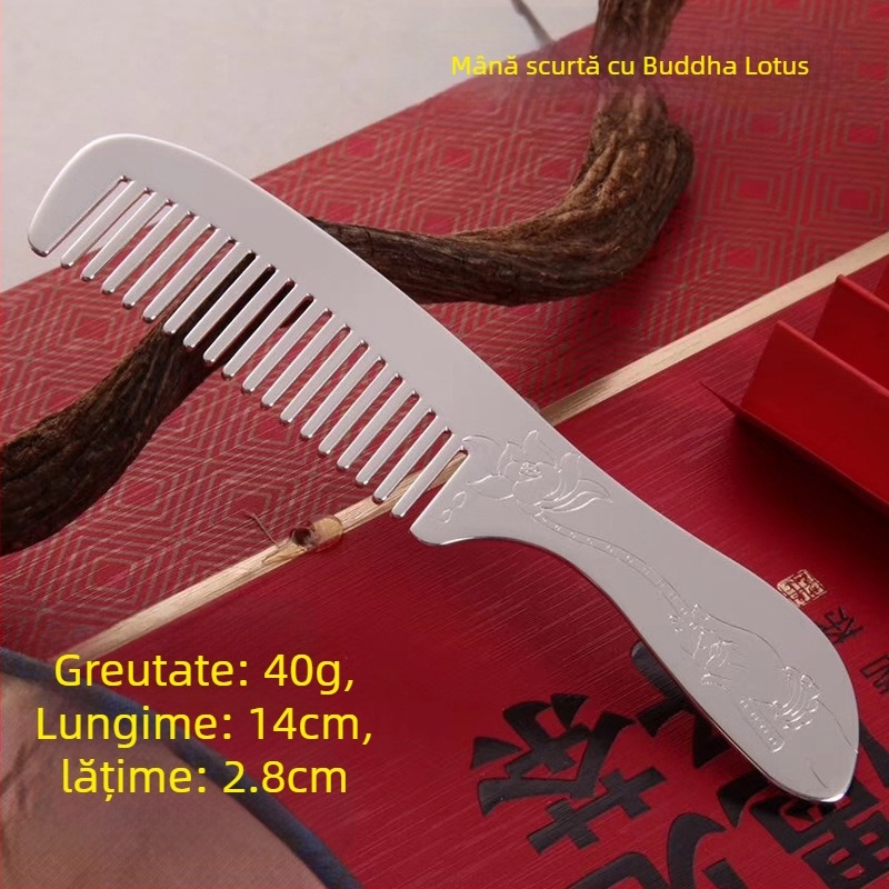 Pieptene pentru păr din argint S999, în formă de floare, lucrat manual, accesorii pentru păr