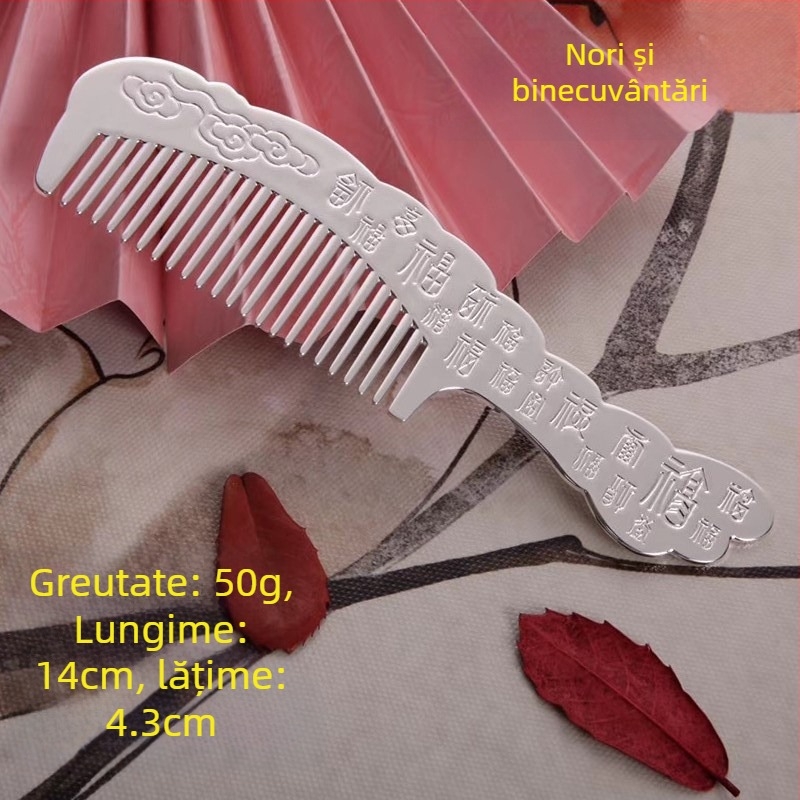 Pieptene pentru păr din argint S999, în formă de floare, lucrat manual, accesorii pentru păr