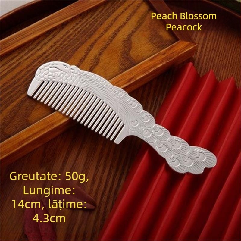 Pieptene pentru păr din argint S999, în formă de floare, lucrat manual, accesorii pentru păr