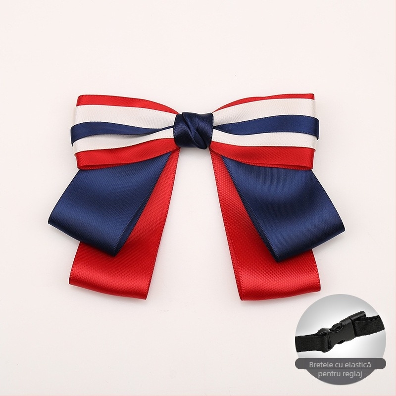 Papion cu floare pentru femei, căptușeală poliester, yarn-dyed culoare solidă, stil cap plat