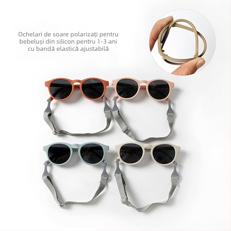 Ochelari de soare polarizați pentru bebeluși, UV400, ramă completă, lentile TAC, formă ovală