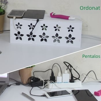 Cutie din plastic pentru organizarea cablurilor și a încărcătoarelor, model HfntdmCC, protecție la praf