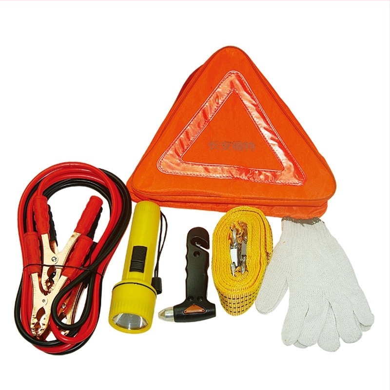 Baida Kit Portabil de Urgență pentru Mașină — Pungă de Urină, Lumină de Avertizare, Cabluri de Pornire, Triunghi de Semnalizare, Carcasă din Plastic