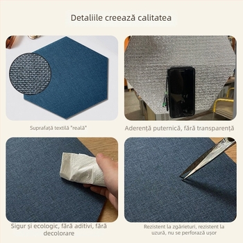 Autocolant de perete hexagonal din material textil, autoadeziv, pentru fundalul sufrageriei și dormitorului, rezistent la mucegai, anti-coliziune, panou de perete 3D moale
