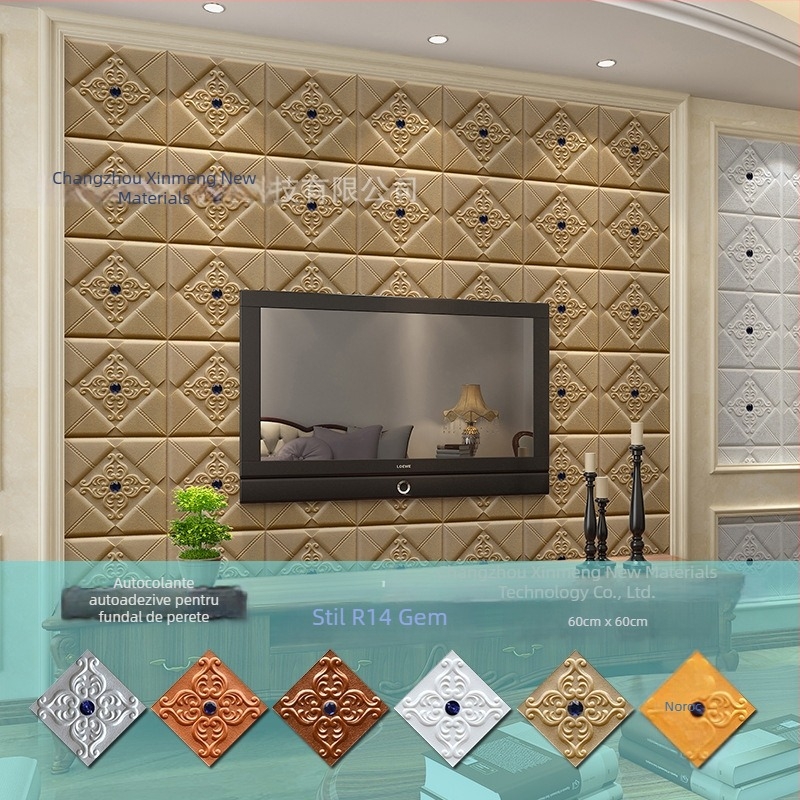 Autocolant decorativ 3D, stil european, pentru fundal TV, perete lângă canapea și capul patului în dormitor