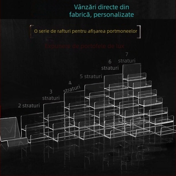Suport de afișare pentru portofele și genți, dublu nivel, turnare prin injecție, carcasă din ipsos, în formă de scară
