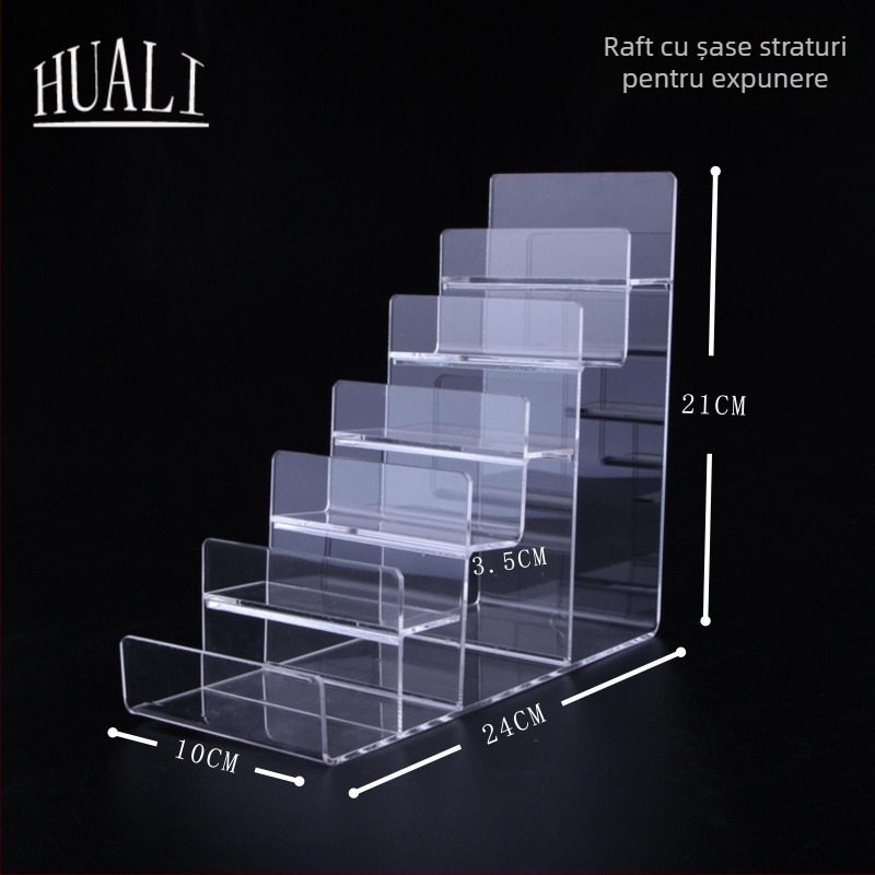 Suport de afișare pentru portofele și genți, dublu nivel, turnare prin injecție, carcasă din ipsos, în formă de scară