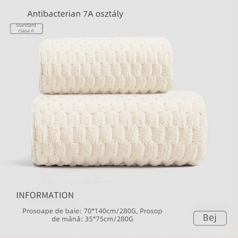 Set de trei prosoape pentru cămin studențesc, 100% alt material, fir 150D, țesătură jacquard, sub 100 g pe prosop.