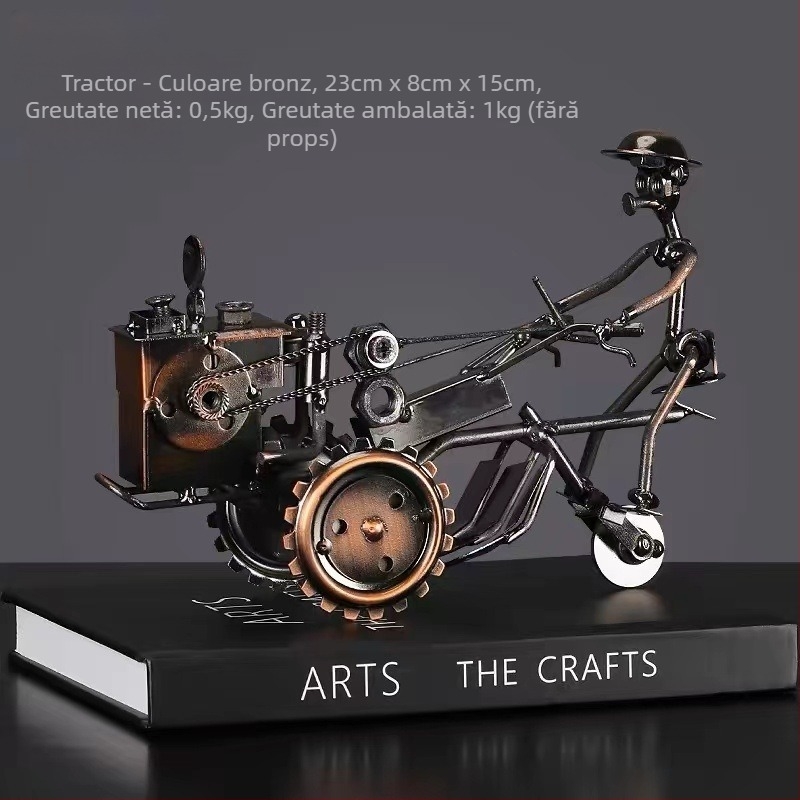 Model de motocicletă din metal, în stil industrial – ornament decorativ pentru living; finisaj electroplacare; fără personalizare