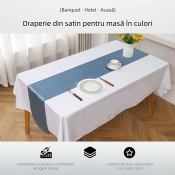 Runner de masă cu finisaj satin | Material poliester 95% / 5% fibre | Model solid | Personalizare disponibilă