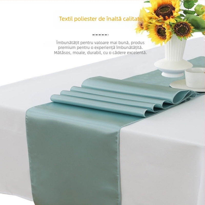 Runner de masă cu finisaj satin | Material poliester 95% / 5% fibre | Model solid | Personalizare disponibilă