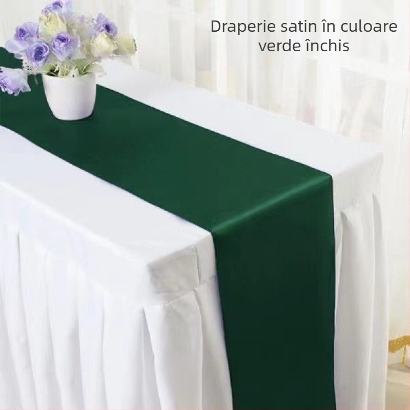 Runner de masă cu finisaj satin | Material poliester 95% / 5% fibre | Model solid | Personalizare disponibilă